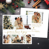 Cartes Pour Fêtes Annuelles Peace Love Joy Script 4 Photo Collage Noël