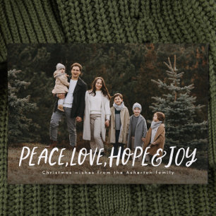 Cartes Pour Fêtes Annuelles Peace love joy simple photo de Noël