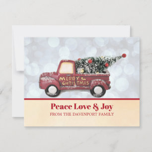 Cartes Pour Fêtes Annuelles Peace Love & Joy Toy Camion Joyeux Noël