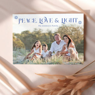 Cartes Pour Fêtes Annuelles Peace Love & Light Hanoukka Photo Holiday Card