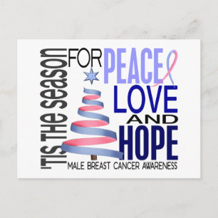 Cartes Pour Fêtes Annuelles Peace Love Noël Holiday Homme Cancer du sein