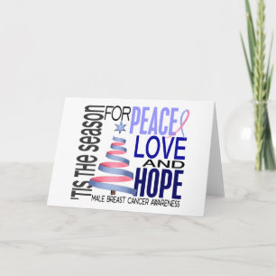 Cartes Pour Fêtes Annuelles Peace Love Noël Holiday Homme Cancer du sein