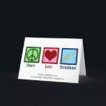 Cartes Pour Fêtes Annuelles Peace Love Trombone Musique personnalisée Noël<br><div class="desc">Custom Peace Love Trombone Carte de Noël pour un membre du groupe qui aime jouer d'un instrument en laiton. Un joli signe de paix,  un coeur et un trombone sur des cartes de fin de année personnalisés.</div>