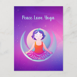 Cartes Pour Fêtes Annuelles Peace Love Yoga fille méditation dans l'espace