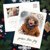 Cartes Pour Fêtes Annuelles Peace Loy Joy Elegant Snowflakes Frame Chic Photo