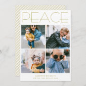 Cartes Pour Fêtes Annuelles PEACE Minimalist Four Photo Collage Custom Holiday (Devant / Derrière)