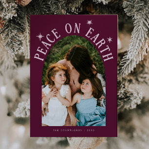Cartes Pour Fêtes Annuelles Peace On Earth Arc Photo Cranberry Noël