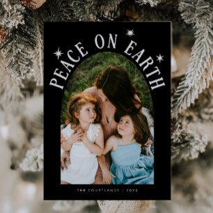 Cartes Pour Fêtes Annuelles Peace On Earth Arche Photo Noir Noël