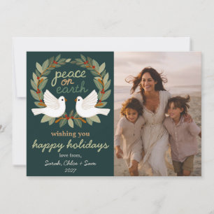 Cartes Pour Fêtes Annuelles Peace on Earth Doses Noël CUSTOM 3 PHOTO