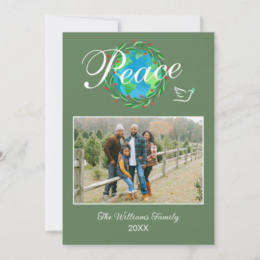 Cartes Pour Fêtes Annuelles Peace on Earth Elegant Script Christmas Photo (Devant)