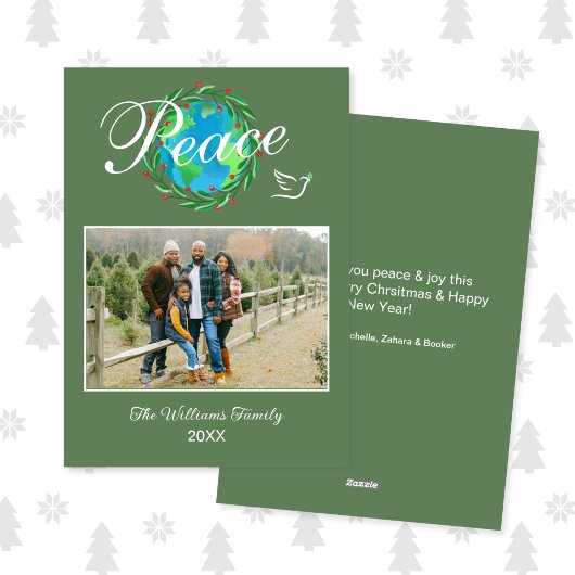 Cartes Pour Fêtes Annuelles Peace on Earth Elegant Script Christmas Photo