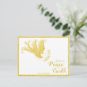 Cartes Pour Fêtes Annuelles Peace on Earth Gold Dove Noël blanc (Debout devant)