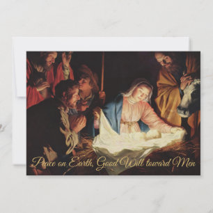 Cartes Pour Fêtes Annuelles Peace on Earth Nativité or Noël religieux