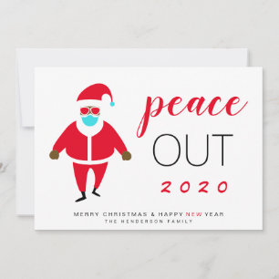 Cartes Pour Fêtes Annuelles Peace Out 2020 Père Noël noire en Masque Noël drôl