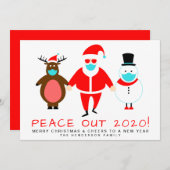 Cartes Pour Fêtes Annuelles Peace Out 2020 Père Noël Visage Masque Noël (Devant / Derrière)