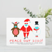 Cartes Pour Fêtes Annuelles Peace Out 2020 Père Noël Visage Masque Noël (Debout devant)