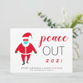 Cartes Pour Fêtes Annuelles Peace Out 2021 Black Père Noël en Masque Drôle (Debout devant)