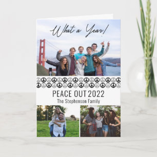 Cartes Pour Fêtes Annuelles Peace Out 2026 Quelle Année 3 Collage Photo - NB