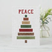 Cartes Pour Fêtes Annuelles Peace Rustic Burlap Arbre de Noël (Debout devant)