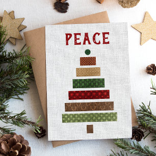Cartes Pour Fêtes Annuelles Peace Rustic Burlap Arbre de Noël