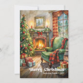 Cartes Pour Fêtes Annuelles Peaceful rustic Christmas interior in green holida (Devant)