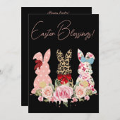 Cartes Pour Fêtes Annuelles Peach Peach Pâques Lapin Aquarelle Peinture Ho (Devant / Derrière)