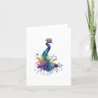 Peacock A Bird Portrait en Aquarelles & Stylo
