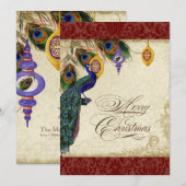 Cartes Pour Fêtes Annuelles Peacock & Feather Formelle Ornament Card (Devant / Derrière)