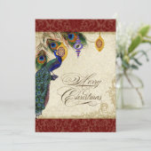 Cartes Pour Fêtes Annuelles Peacock & Feather Formelle Ornament Card (Debout devant)