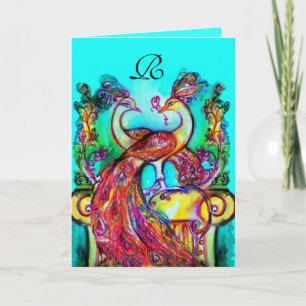 Cartes Pour Fêtes Annuelles PEACOCKS IN LOVE MONOGRAM Saint-Valentin