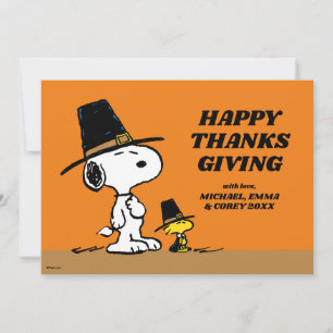 Cartes Pour Fêtes Annuelles Peanuts Bonne Action de grâce Pèlerins