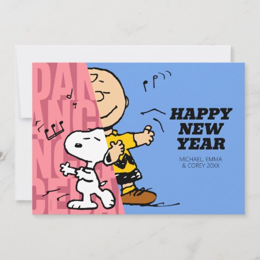 Cartes Pour Fêtes Annuelles Peanuts | Charlie Brown & Snoopy Bonne Année (Devant)