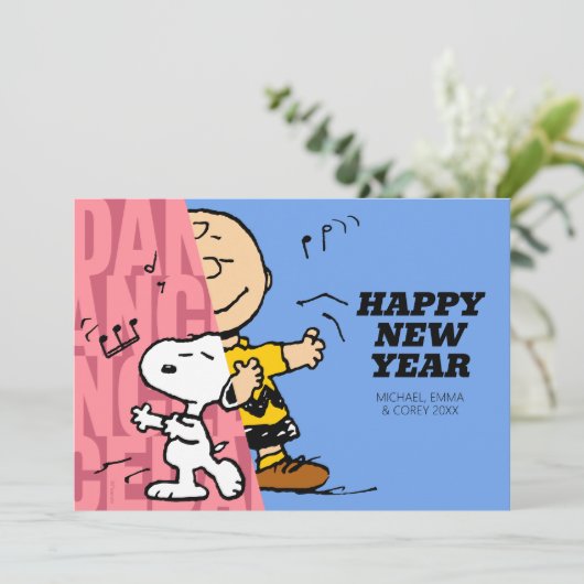 Cartes Pour Fêtes Annuelles Peanuts | Charlie Brown & Snoopy Bonne Année (Debout devant)