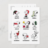 Cartes Pour Fêtes Annuelles Peanuts | Humeurs de Noël de Snoopy (Devant / Derrière)