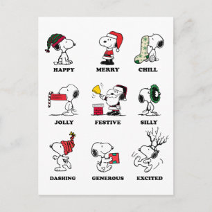 Cartes Pour Fêtes Annuelles Peanuts Humeurs de Noël de Snoopy