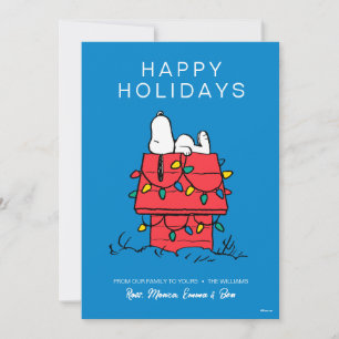 Cartes Pour Fêtes Annuelles Peanuts La maison de Snoopy avec lumières