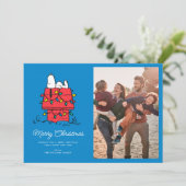 Cartes Pour Fêtes Annuelles Peanuts | La niche de Snoopy avec des lumières (Debout devant)