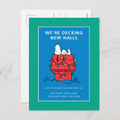 Cartes Pour Fêtes Annuelles Peanuts | La niche de Snoopy avec des lumières (Devant / Derrière)