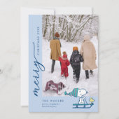 Cartes Pour Fêtes Annuelles Peanuts Snoopy & Woodstock en traîneau (Devant)