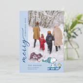 Cartes Pour Fêtes Annuelles Peanuts Snoopy & Woodstock en traîneau (Debout devant)