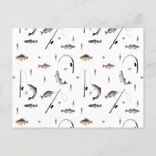 Cartes Pour Fêtes Annuelles Pêche Motif à thème de poisson de bâton et de bobi