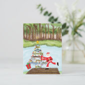 Cartes Pour Fêtes Annuelles Pêche Noël avec le Père Noël (Debout devant)