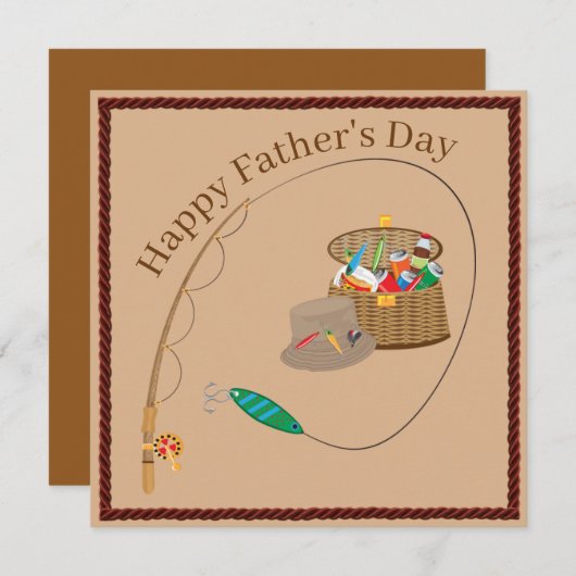Cartes Pour Fêtes Annuelles Pêche Tacker Happy Fête des pères (Devant / Derrière)