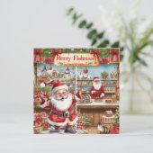 Cartes Pour Fêtes Annuelles Pêche thème de Noël avec le Père Noël (Debout devant)