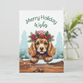 Cartes Pour Fêtes Annuelles Peeer Cocker Spaniel Merry Souhaite Portrait d'ani (Debout devant)