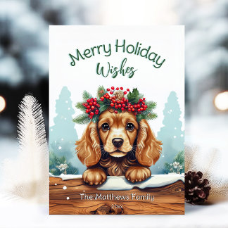 Cartes Pour Fêtes Annuelles Peeer Cocker Spaniel Merry Souhaite Portrait d'ani