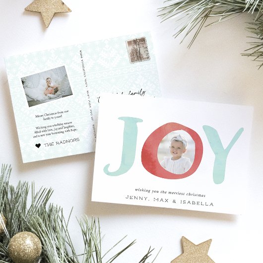 Cartes Pour Fêtes Annuelles Peekaboo Joy | Couleur d'eau douce Noël