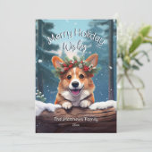Cartes Pour Fêtes Annuelles Peeking Corgi Winter Wonderland Joyeux Noël (Debout devant)