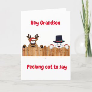CARTES POUR FÊTES ANNUELLES PEEKING SORT POUR DIRE *JOYEZ NOËL* GRANDSON