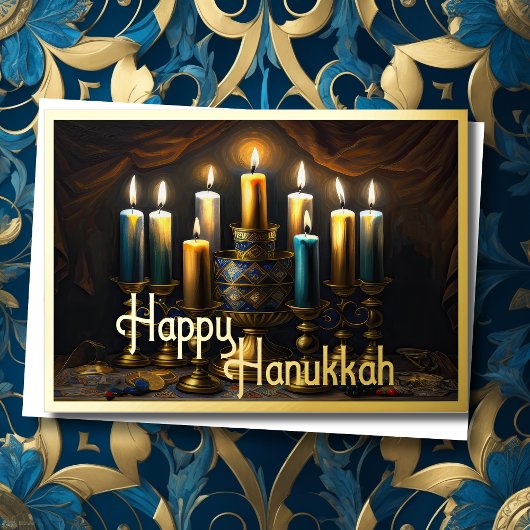 Cartes Pour Fêtes Annuelles Peindre Menorah Joyeux Hanoukka